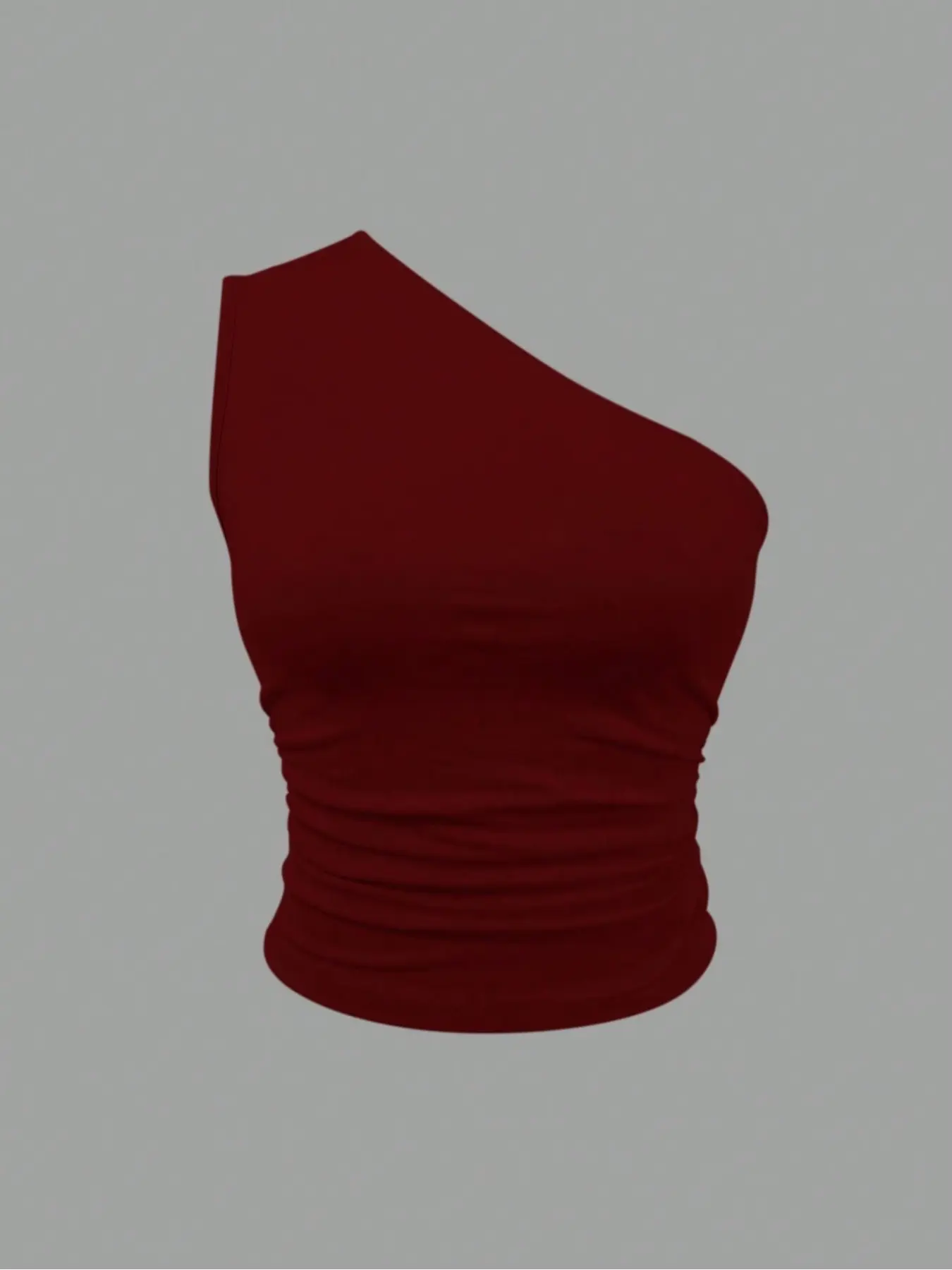 Women's Casual One Shoulder Sleeveless Top, Slim-Fit Summer Fashion Blouse, Side Ruched Waist Design, Plain Color Women's Clothing
