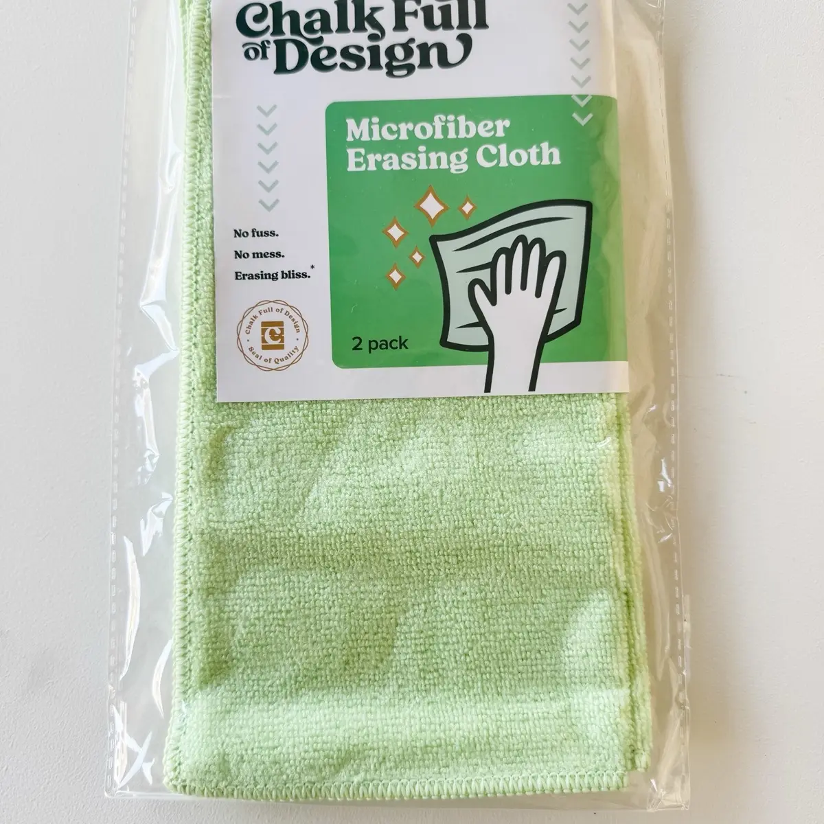 Chalk Full of Design Microfiber Erasing Cloths for Chalkboards Cleaning Traditional 2 Pack No Water Needed No Mess