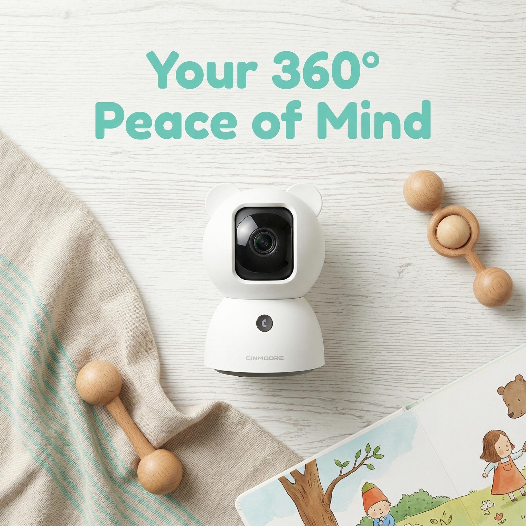 2.5K Security Camera Indoor, Non-Subscription AI Person/Pet/Cry Detection, 4MP Pet/Dog/Cat Camera w/Phone App, Pan Tilt 2.4GHz WiFi Cameras for Home Security, Full Duplex 2-Way Audio, IR Night Vision