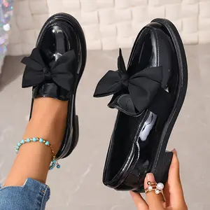 Women's Bowknot Loafers, Fashionable Versatile Casual Shoes, Comfortable Work Preppy Shoes Girl Footwear