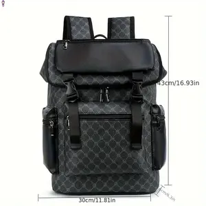 Fashionable Versatile Large Capacity Backpack Lightweight PU Material Multi - Compartment Adjustable Straps with Flat Protection Pouch Mesh Bottom for Travel School Outdoor Activities Teenagers