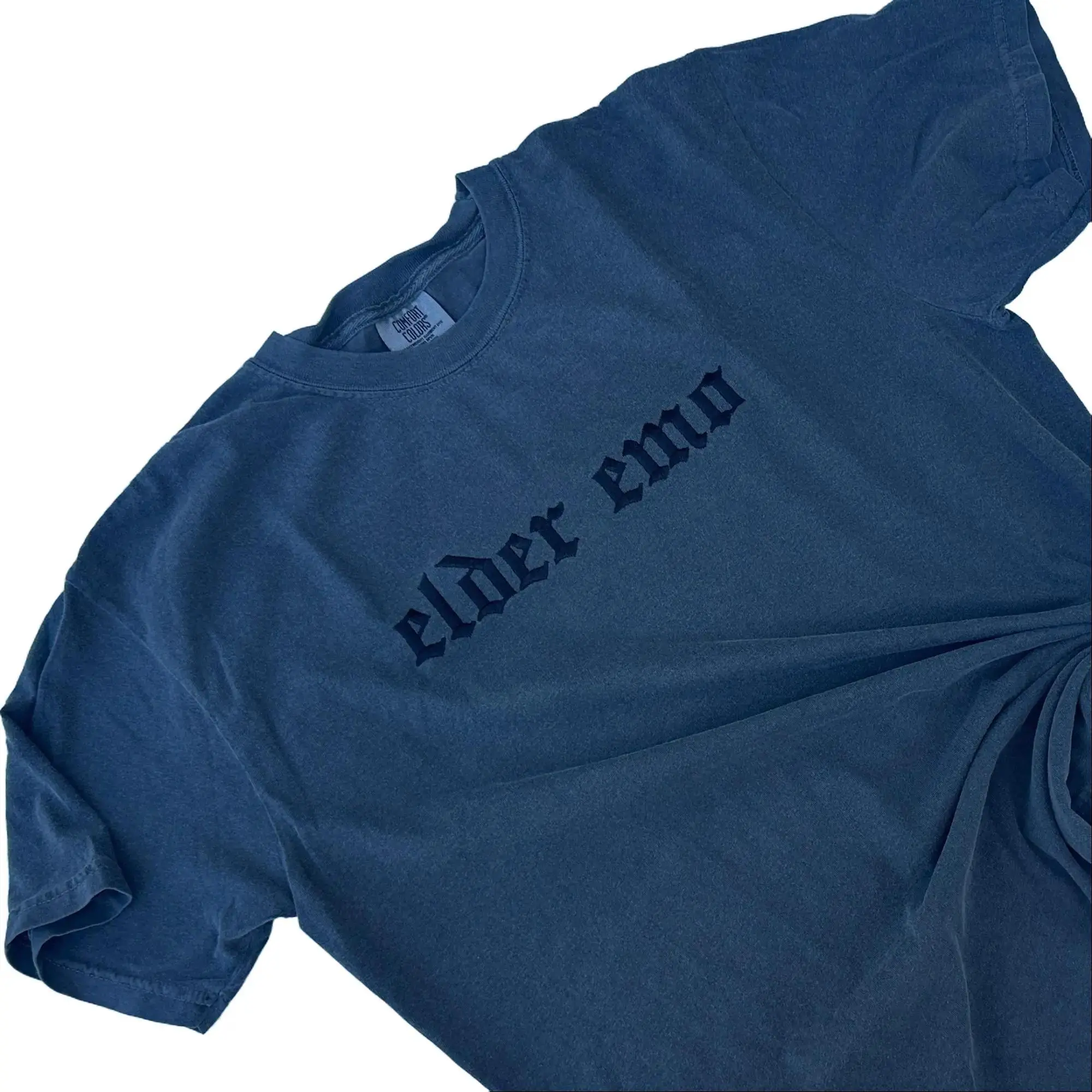 Comfort Colors - Elder Emo Embroidered T-shirt Unisex Womenswear Casual Top Short Sleeves Tshirt