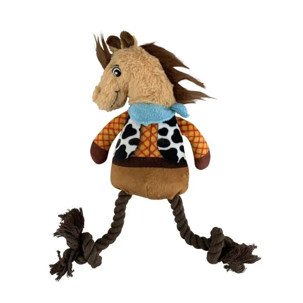 Western Rope Plush Squeaky Horse Dog Toy