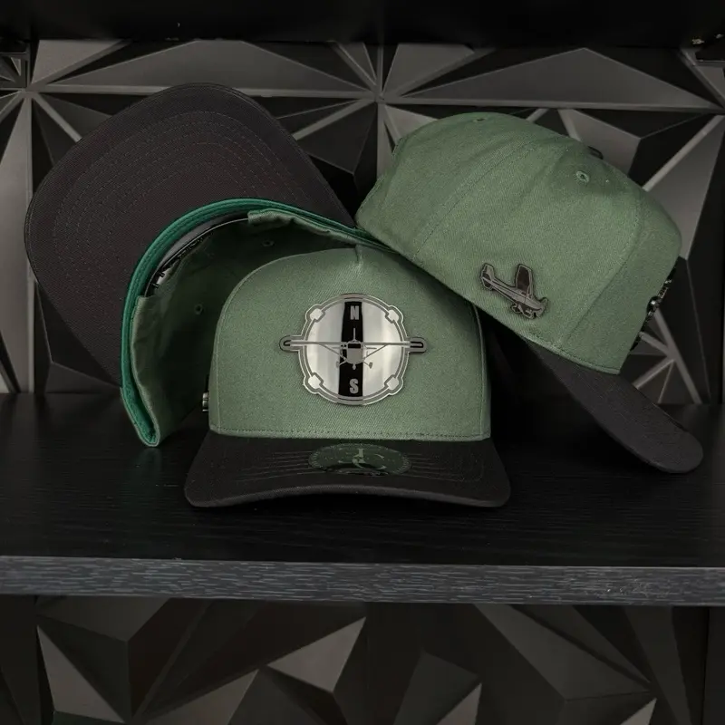 Compass plane SnapBack hat-green/blackk