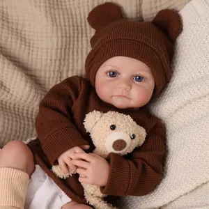 BABESIDE 17 Inch Reborn Baby Dolls, Lifelike Newborn Doll with Soft Cloth Body, Handmade Baby Doll with Bear Hat & Toy, Set Includes Bottle, Magnetic Pacifier, Clothes, Gift for Kids Age 3+