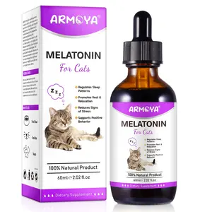 ARMOYA Cat Melatonin - Natural Calming Treats for Cats - Supports Restful Sleep & Reduces Anxiety - 60ml Dietary Supplement for All Cat Ages