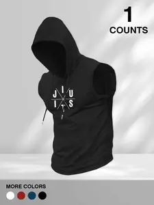 Men's 'JIU JITSU' Sleeveless Hoodie – Brazilian Jiu-Jitsu Graphic Tank Top, Martial Arts & Gym Workout Streetwear Top (Multiple Colors)