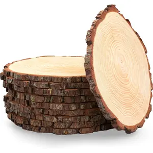 Set of 10 large (11–13 inches) rustic wooden rounds—wood slices for wedding centerpieces, event decor, and table centerpieces
