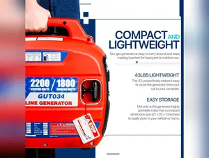 AlphaWorks Portable Gas Generator - 79CC Gas Engine 15A 2250W Output (2) AC Outlets