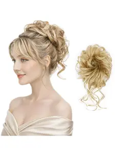 Loose Bun Hair Tie, Messy Bun Wig Piece, Lazy Braided Hairstyle, Elastic Hair Band, Curly Bun Ponytail Extension, Daily Wear, 8 Inches