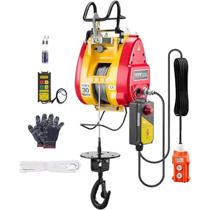 VEVOR 2-in-1 Electric Hoist Winch, 1100 lbs Capacity, 1800W Portable Power Winch, 98 ft Lifting Height, 36 ft/min with Wire and Wireless Remote Control, for Garage, Warehouse, Factory Lifting TowingVEVOR Super Brand Day