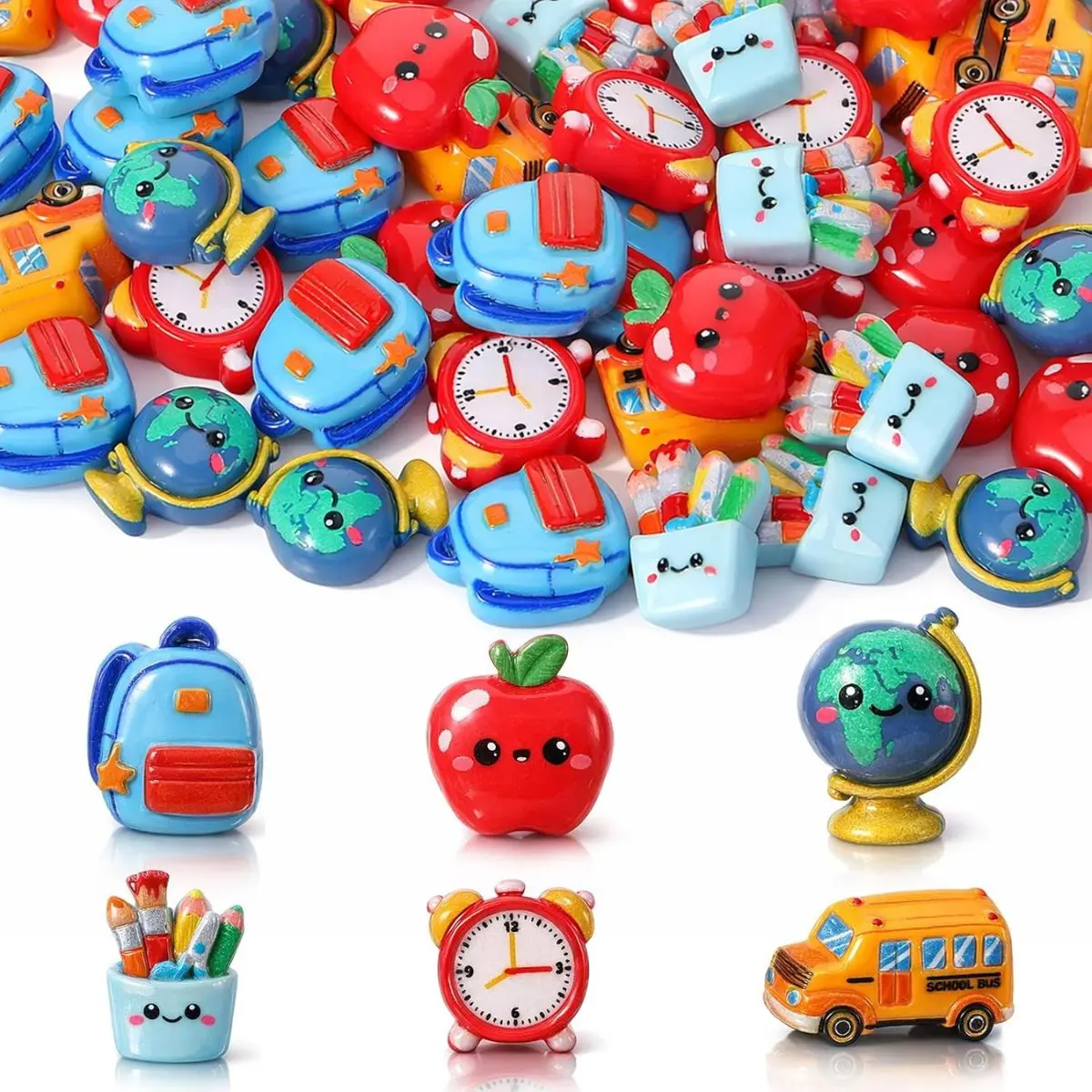 60PCS Back to School Resin Figurines – Cute Mini Classroom Decorations & Student Prize Gifts