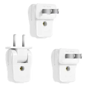 2 Prong Male Replacement Power Plug 3 Pcs White for Extension Cord Small Appliances Strips Lamps DIY Craft