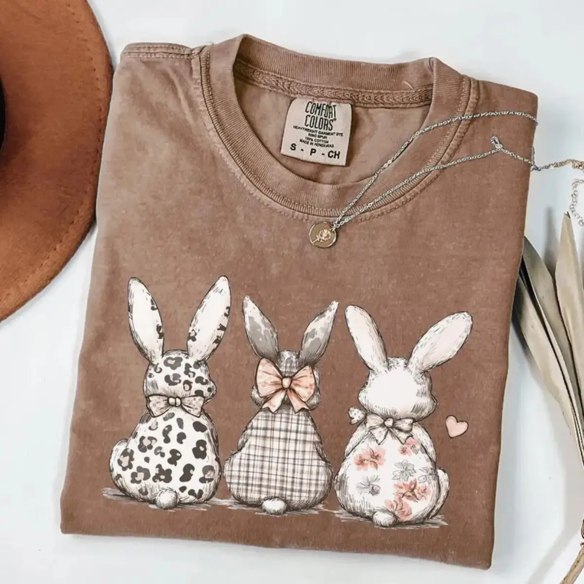 Comfort Colors Coquette Bow Easter Bunny T-Shirt, Cute Rabbit Graphic Tee for Women, Girly Spring Easter Gift Short Sleeve Top