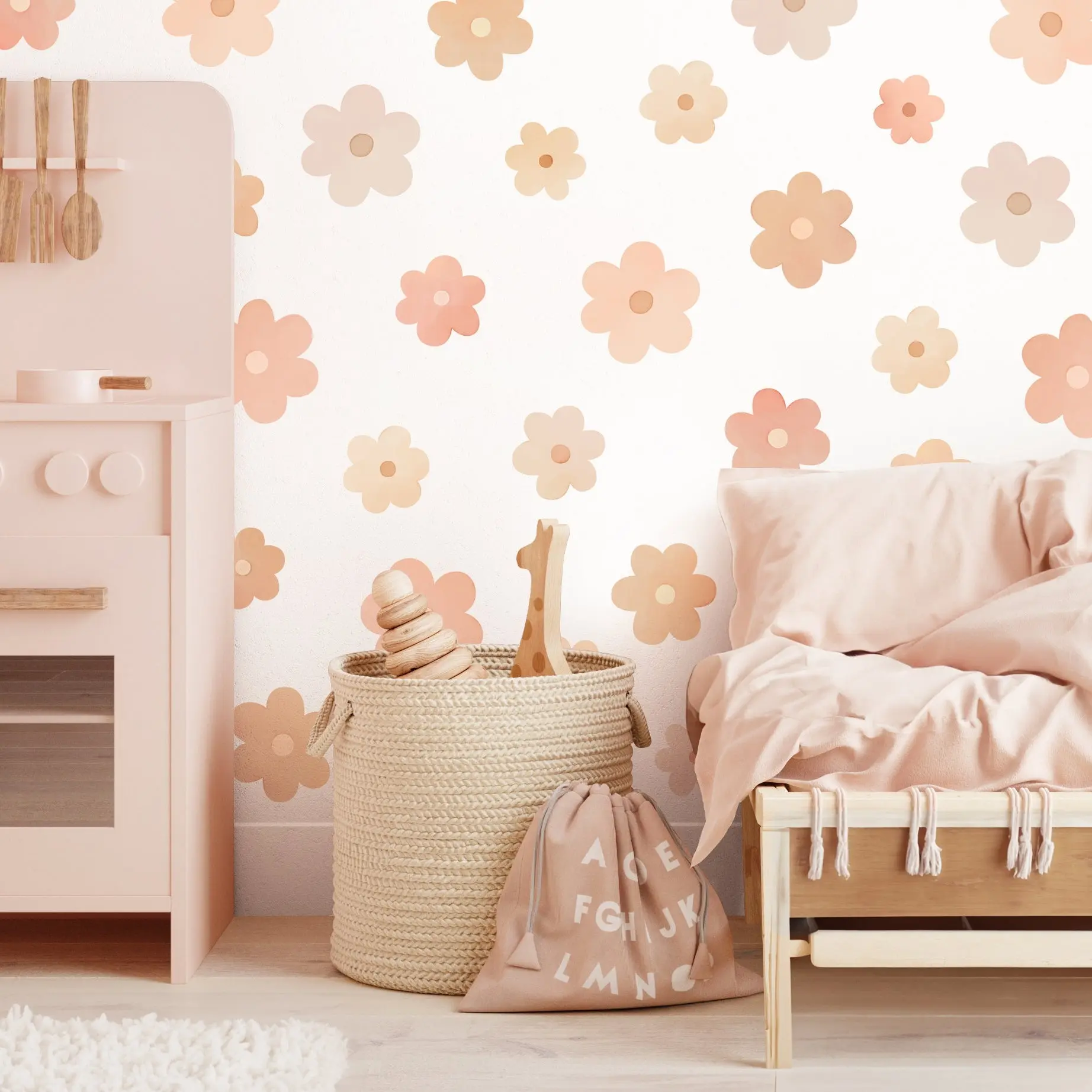 Daisy Wall Decals - Removable & Reusable Fabric Wall Stickers