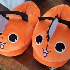 US Unisex Free Size 4–9 Winter Pochita Chainsaw Man Devil Plush Slippers Cute and Cozy Home Slippers for Men and Women One Size Fits All Round Toe Summer