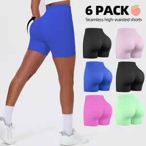 6 Pack Seamless High-Waisted Biker Shorts, Sporty Sports Shorts with Booty-Lifting Scrunch, Tummy Control & Non-Slip Design for Gym, Running & Daily Wear summerwins
