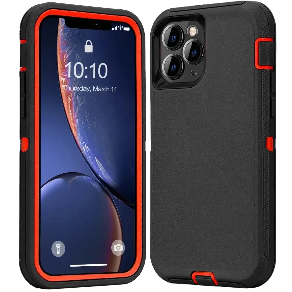 Fin Luxury 3-in-1 Armor Multi-Model 1-Piece Case for Various iPhones (16,15,14,13,12,11 Pro Max,XS,XR,Plus) - Shockproof Soft Bumpers, Protective Hard Cover, One-Piece