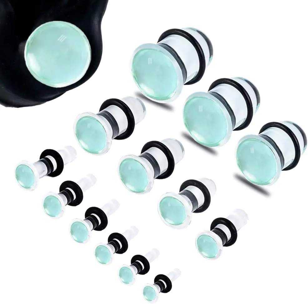 18 PCS/10 PCS Glass Ear Gauges Stretching Kit Plugs Comfy Stretching Fashion Body Piercing gauge stretching kit 16G-00G