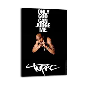 2Pac 'Only God Can Judge Me' Iconic Canvas Ultimate Hip-Hop Fan Man Cave Centerpiece Old-School Rap Head Apartment Decor posters  room  decor