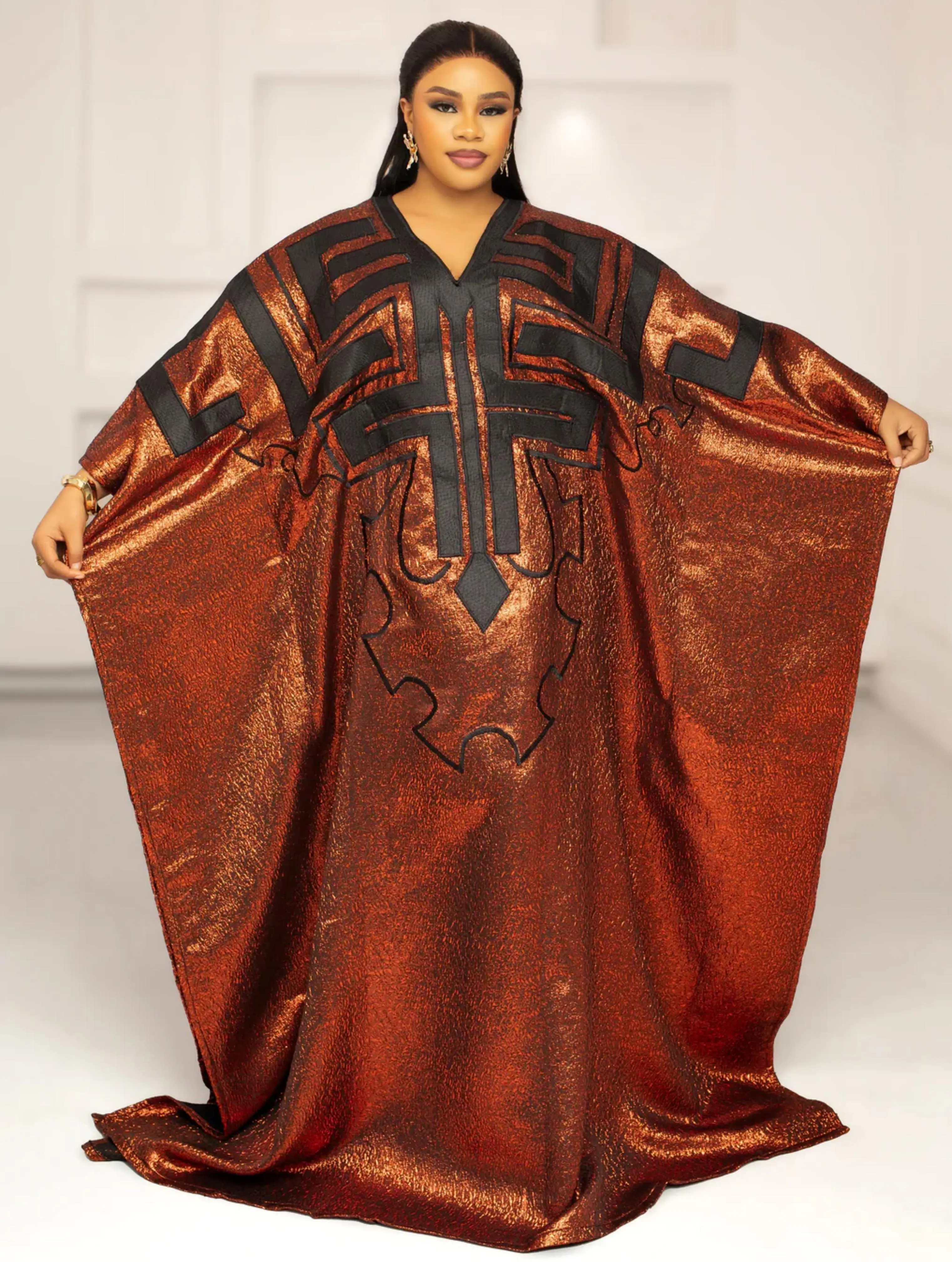 burnt orange embroidered dress San Antonino Gala Dress