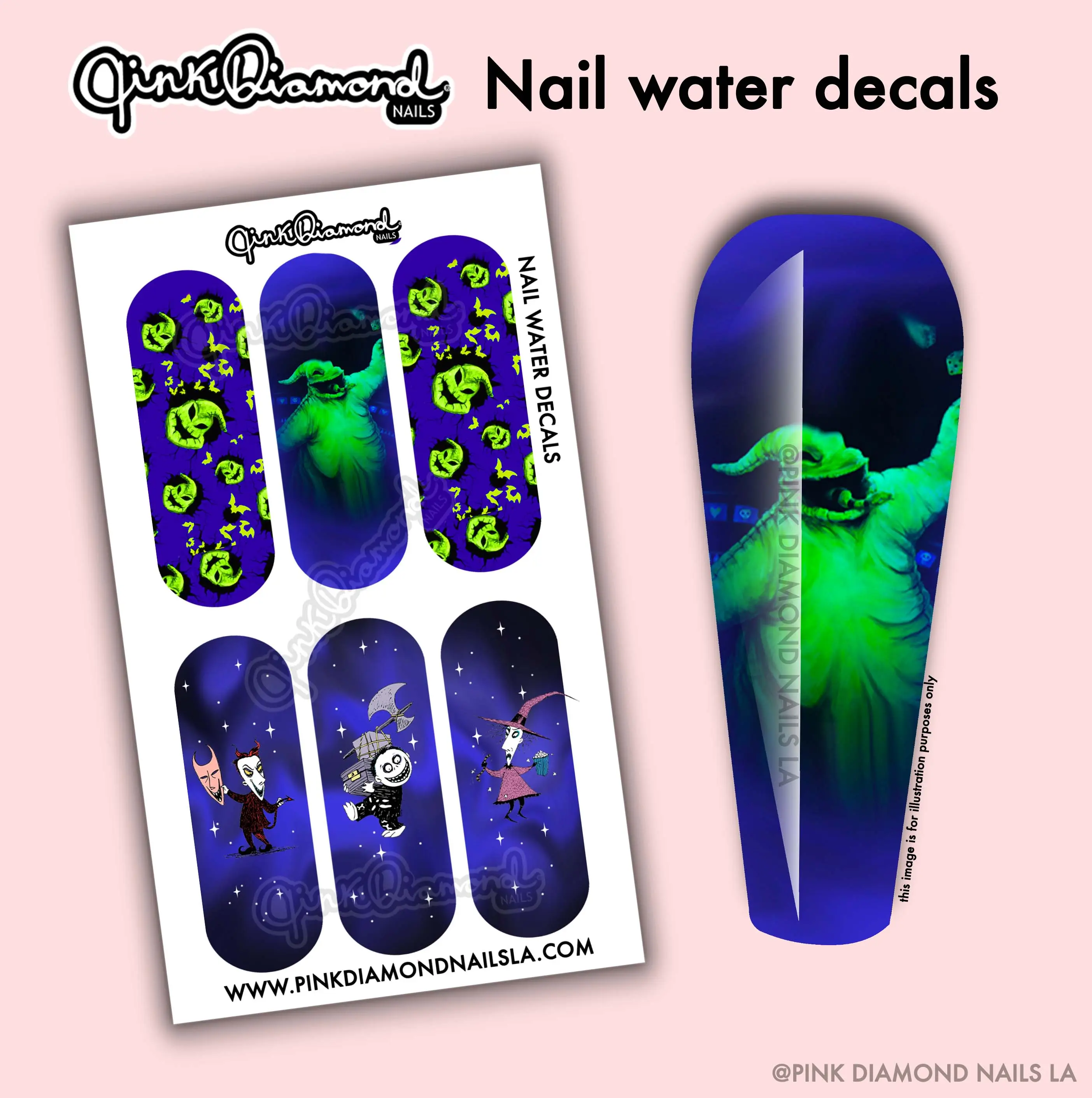 Its time to boogie halloween nail art water decals nail decals halloween nail decoration  pink diamond nails LA clear nail water decals