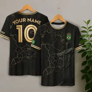 [Custom Name&Number] Custom Brazil Soccer Jersey, Personalized Name Number Football Shirt, Brazilian Fan Gift for Men Women, Gift for Boyfriend Husband