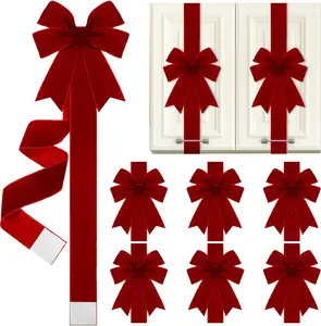 5Pcs Burgundy Velvet Christmas Bows | 78.7" Large Door Ribbon & Cabinet Bows | Xmas Decor for Tree, Gifts, Furniture & Party