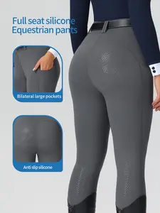 Women's Equestrian Pants with Side Pockets, Non-Slip Durable Riding Tights, High Elasticity Quick-Dry Breathable, Summer Training Gear