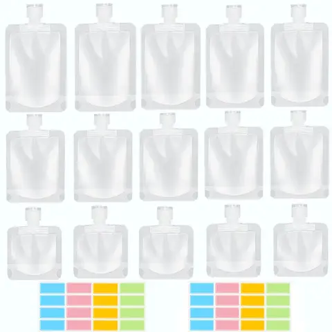 17-Piece Travel Bottle Set, Leak-Proof Reusable Clear Plastic Containers for Shampoo & Lotion, Multi-Pack Transparent Bottles for Travel Use, Makeup Container