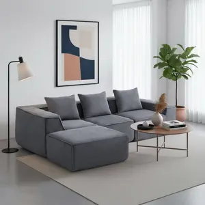 Spaco 4 Seat Modular Compression Sofa, Memory Foam Upholstered Couch, Foldable Sleeper Sofa With Pillow, Comfy Floor Lounge For Living Room Bedroom