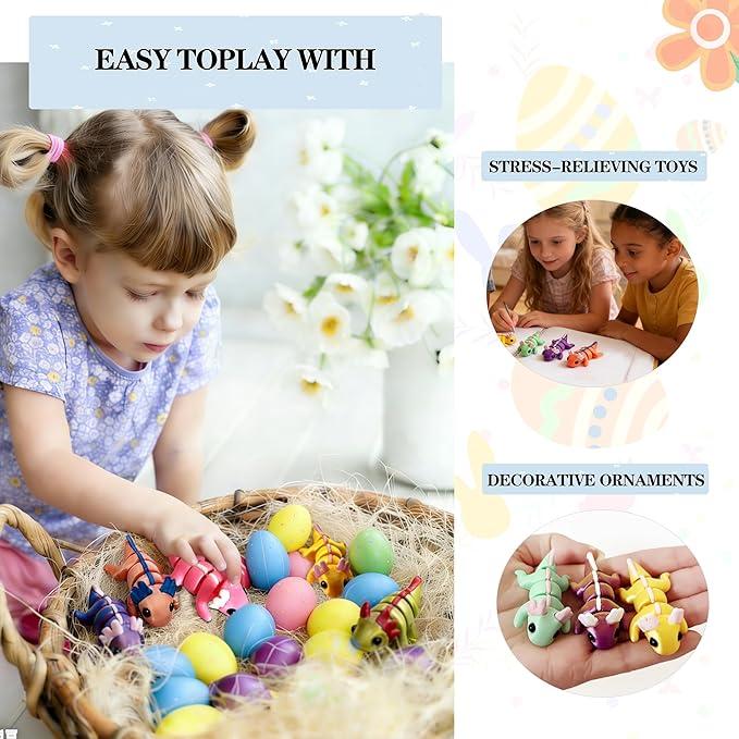 12 Pack Axolotl Easter Eggs – Prefilled Easter Eggs with Mini 3D Fidget Animal Toys, Easter Basket Essentials