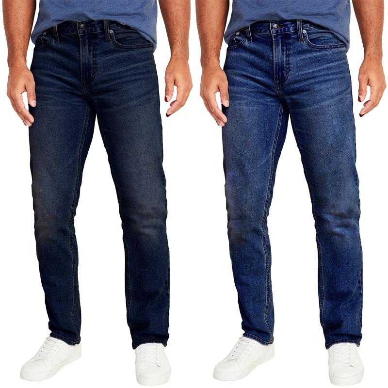 Men's 2 Pack Flex Stretch Slim Straight Jeans with 5 Pocket (Sizes, 30-42)