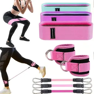 8pcs Yoga Resistance Bands Set for Leg and Hip Shaping, Multi-Level Tension Fitness Equipment with Ankle Straps