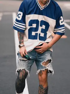 Unisex summer multi-pack jersey set featuring a #23 jersey design with letter and number prints throughout, color-block mesh paneling, and a loose American football–style short-sleeve T-shirt. Perfect for everyday sports and various activities; a fashiona