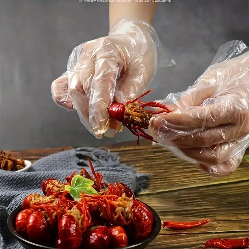100pcs Disposable Non Medical Gloves, Transparent Food Grade Plastic For Dishwashing, Beauty And All-Purpose Kitchen Supplies