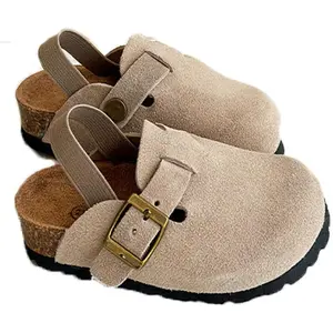 Kids Suede Clogs Toddler Clogs Boys Girls Sandals Cork Adjustable Buckle Mules