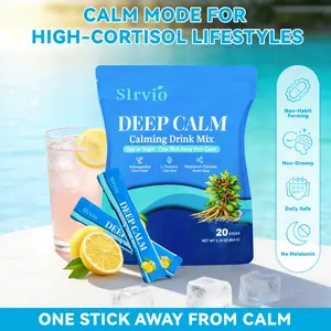 SLRVIO Deep Calm Drink Mix – Magnesium Glycinate + Ashwagandha & L-Theanine for Stress Relief & Relaxation, Non-Drowsy Calm Powder, No Melatonin- Delicious