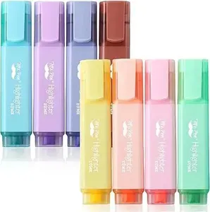 8-Piece Pastel Tank-Style Chisel Tip No-Bleed Highlighter Set, Cute Office Stationery School Supplies for Bible Use