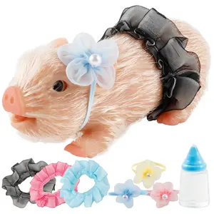 5Inch Silicone Pig Doll Toy Mini Soft Lifelike Silicone Pig Doll Interesting Full Silicone Body Pig Toy with Clothes Accessories stuffed animals