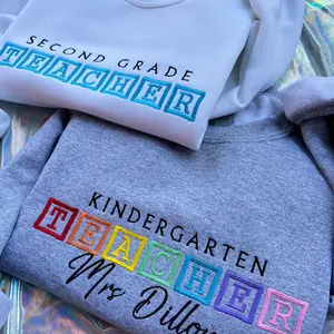 Block TEACHER Embroidered Crewneck