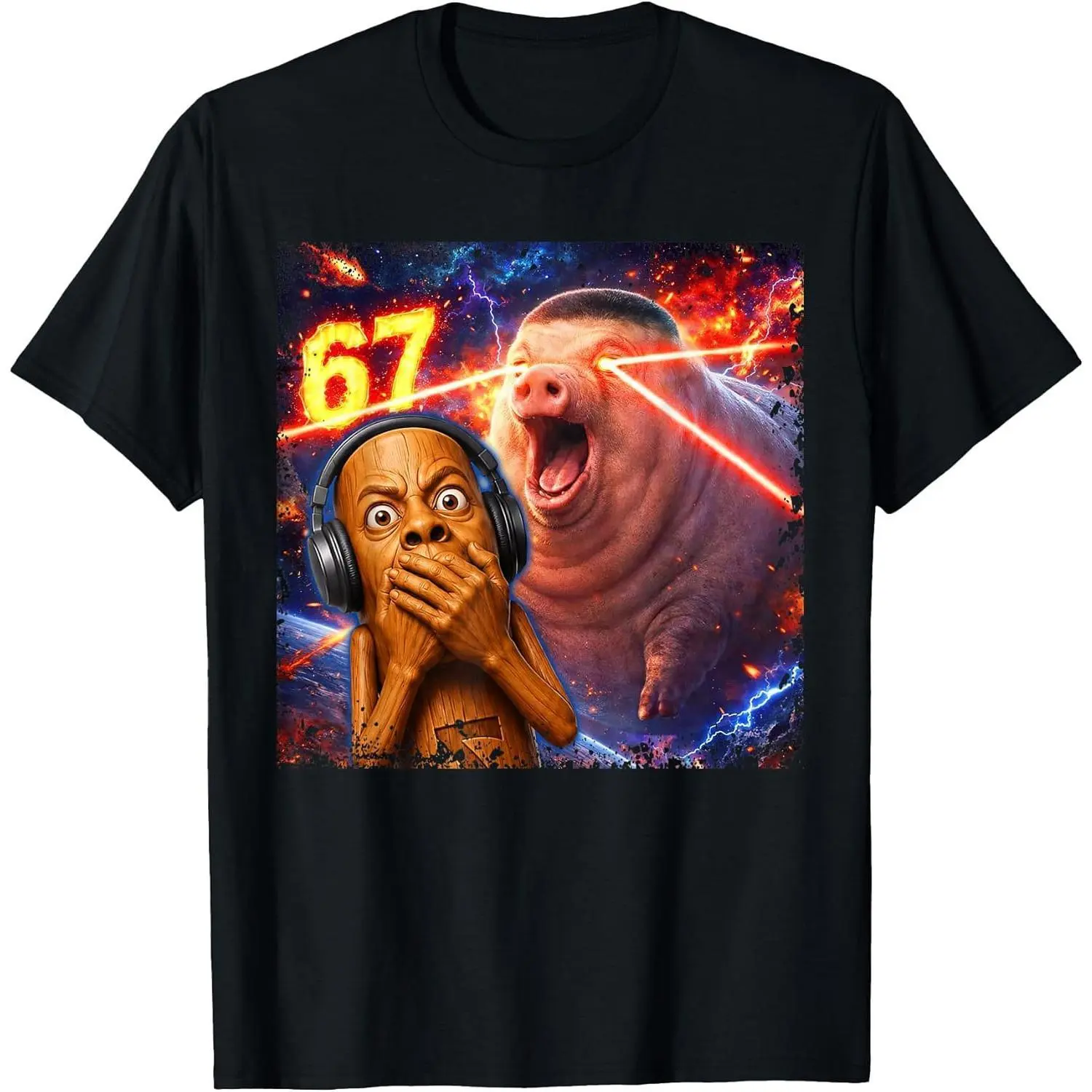 Men's John Pork Meme Shirts - Tung Speed 67 Tuff Funny Graphic | Fitted Crew Neck Lightweight Shortsleeve Tops, Casual, Cotton, Breathable, Round Neck, T-Shirt, Fabric, Fitted Cut, Graphic Print, Pure Cotton, Unisex, Funny Shirts, Soft Cotton