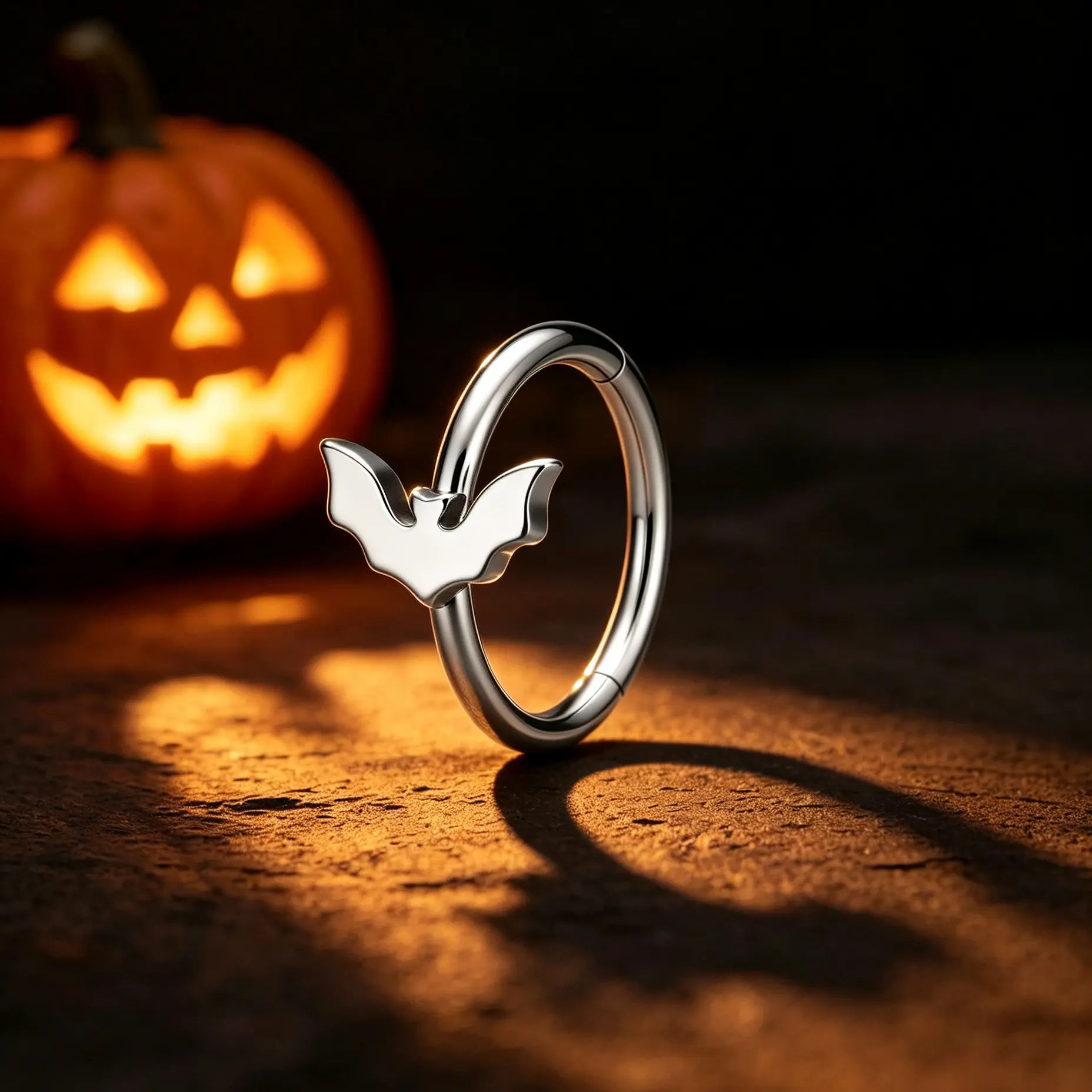 OUFER Plain Bat Stainless Steel 20G 7mm Nose Ring, Segmented Hinge Design, for Females Nose Piercing