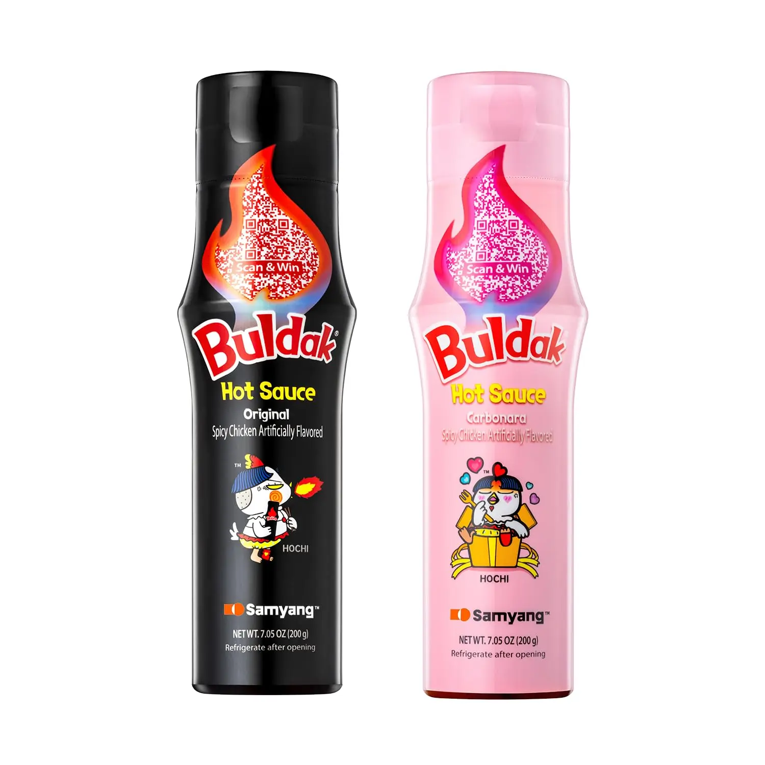 Buldak Original & Carbonara Korean Spicy Hot Chicken Sauce, 5.57 oz 2-Pack  Creamy carbonara heat in a bottle; Drizzle, dip, or marinate any dish; Easy squeeze condiment; for everyday cooking