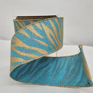 2.5"x10Y Glitter Zebra Ribbon