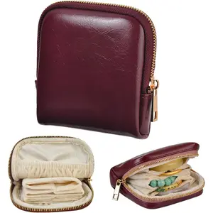 Mini Travel Jewelry Organizer Bag Portable Travel Jewelry Case Small Bag Organizer Pouch for Traveling and Storage for Earring, Ring, Necklace, Bracelet with Velvet Lining