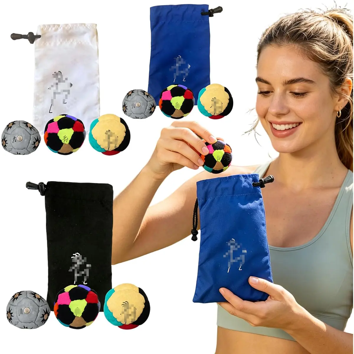 3 Pack Hacky Footbag for Adults & Kids – Professional Sand Filled Hacky Ball | Durable Outdoor Foot Sports Ball for Beginners | Vibrant Design for Indoor Play, Beach & Party Favors