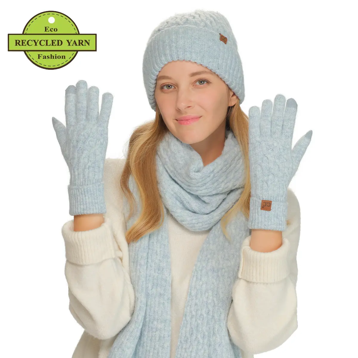 C.C Elegant Chain Link Cable Knit Gloves for Women – Cozy Winter Hand Warmers and Ultra-Soft Lining for Stylish Comfort short glove