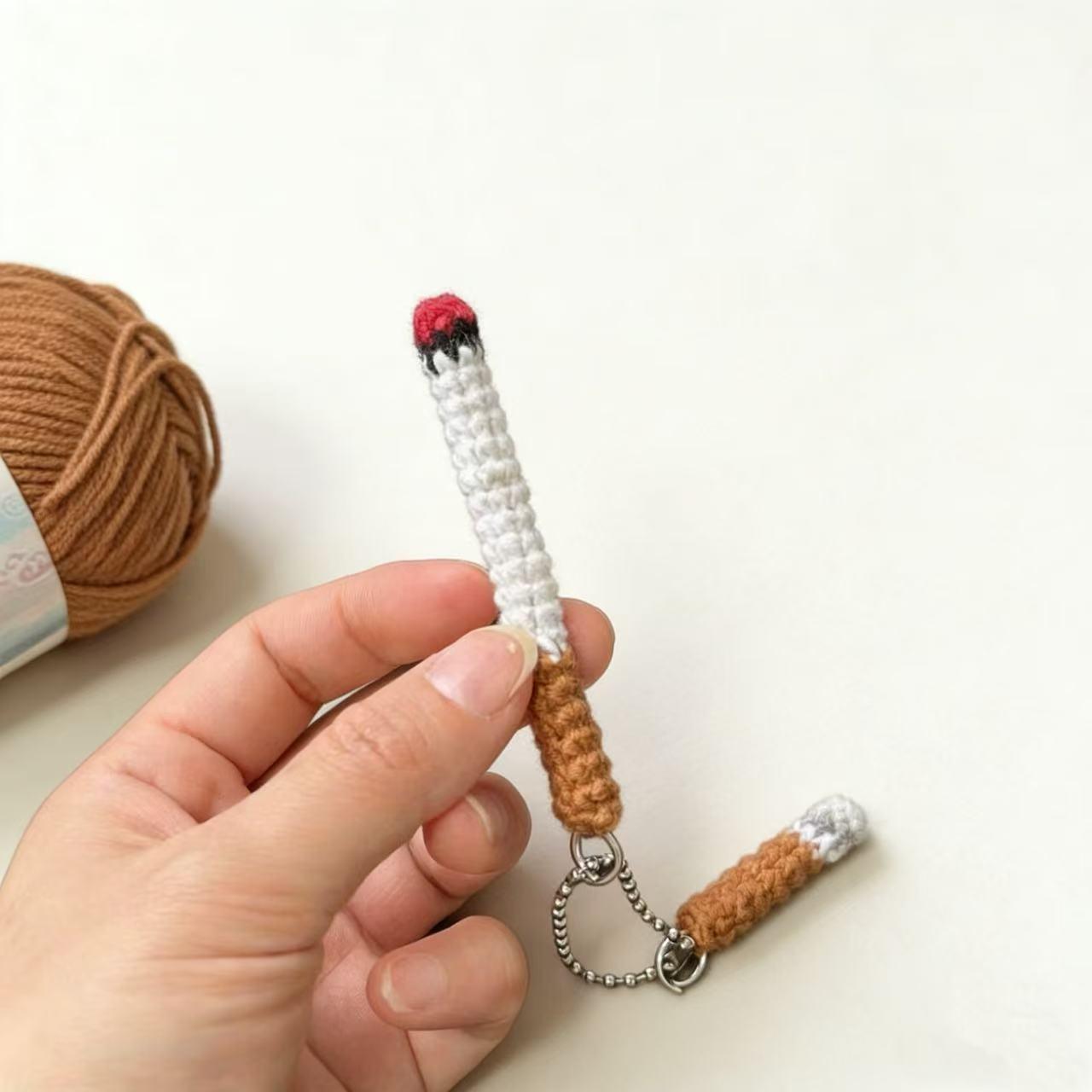 Handmade Crochet Cigarette Keychain / Decor - Unique Handcrafted Accessory for Keys and Decorative Use