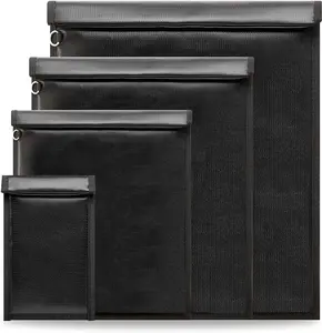 Faraday Bags, Waterproof Fireproof Money Bag for Cash, Important Document Storage Organizer for Valuables, Legal Documents Safe, Fireproof & Waterproof (Black)